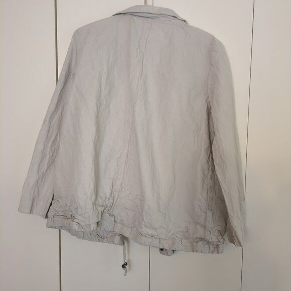 Eileen Fisher Women's XL Rumpled Jacket Cotton Lightweight Tan Cream Coat - Picture 5 of 5